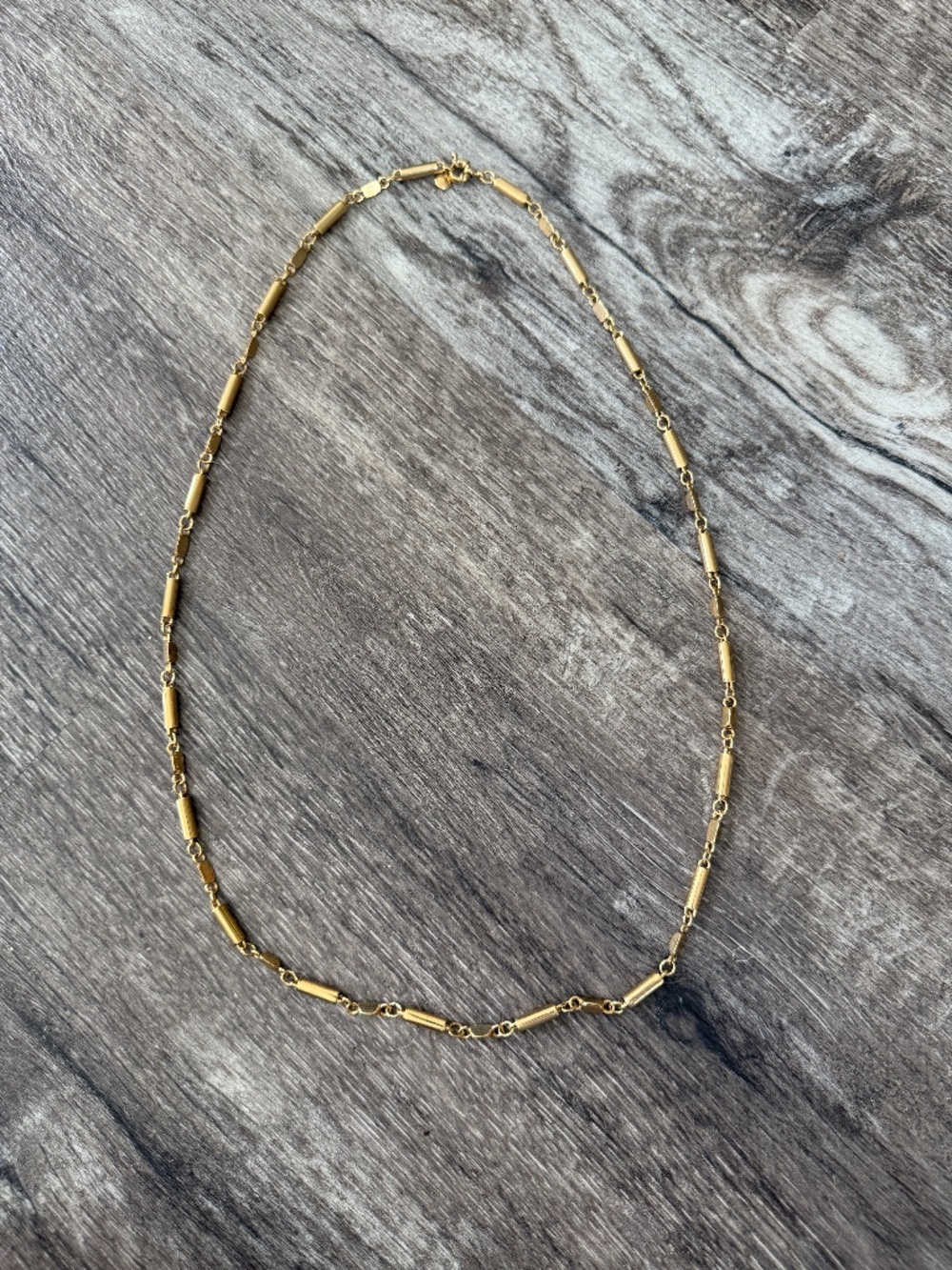 Vintage J. Crew Gold-Tone Barrel Bar and Link Chain Necklace